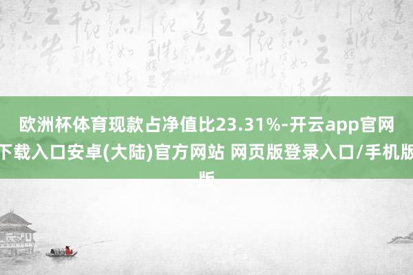 欧洲杯体育现款占净值比23.31%-开云app官网下载入口安卓(大陆)官方网站 网页版登录入口/手机版